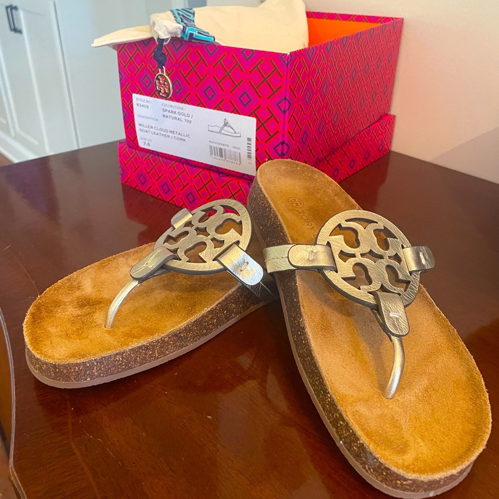 Tory Burch Miller Cloud Metallic Gold size 7.5